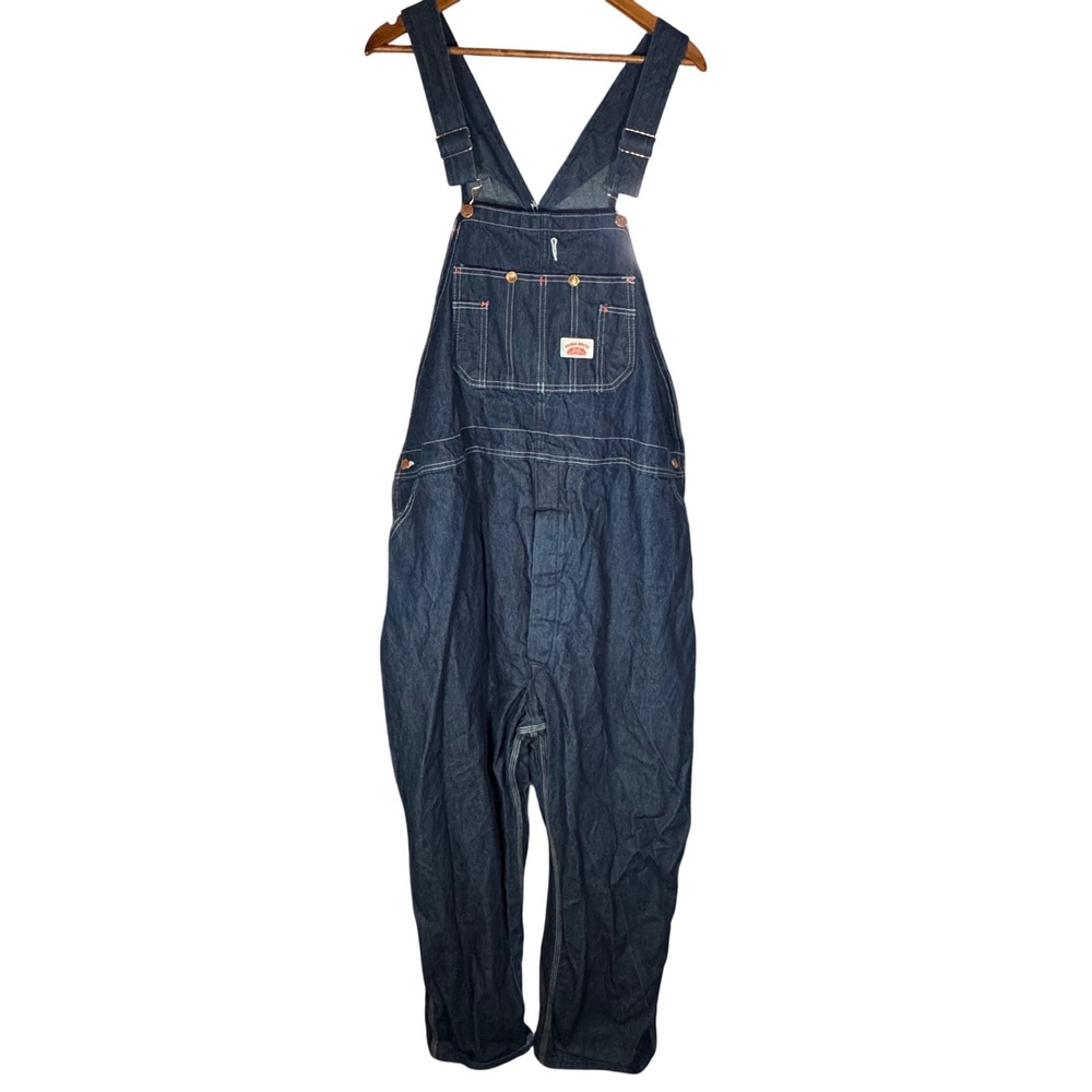 Round House Denim Overalls Mens 56x30 Blue Bib Workwear Carpenter Made in USA